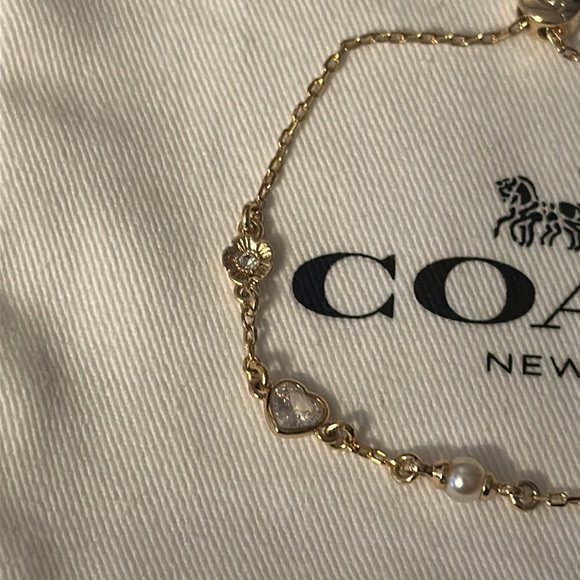 Coach Gold slider Bracelet with Pearl Accents - Picture 2 of 5